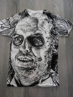 Beetlejuice Hot Topic All Over Print Graphic Tee Horror Movie Shirt Small